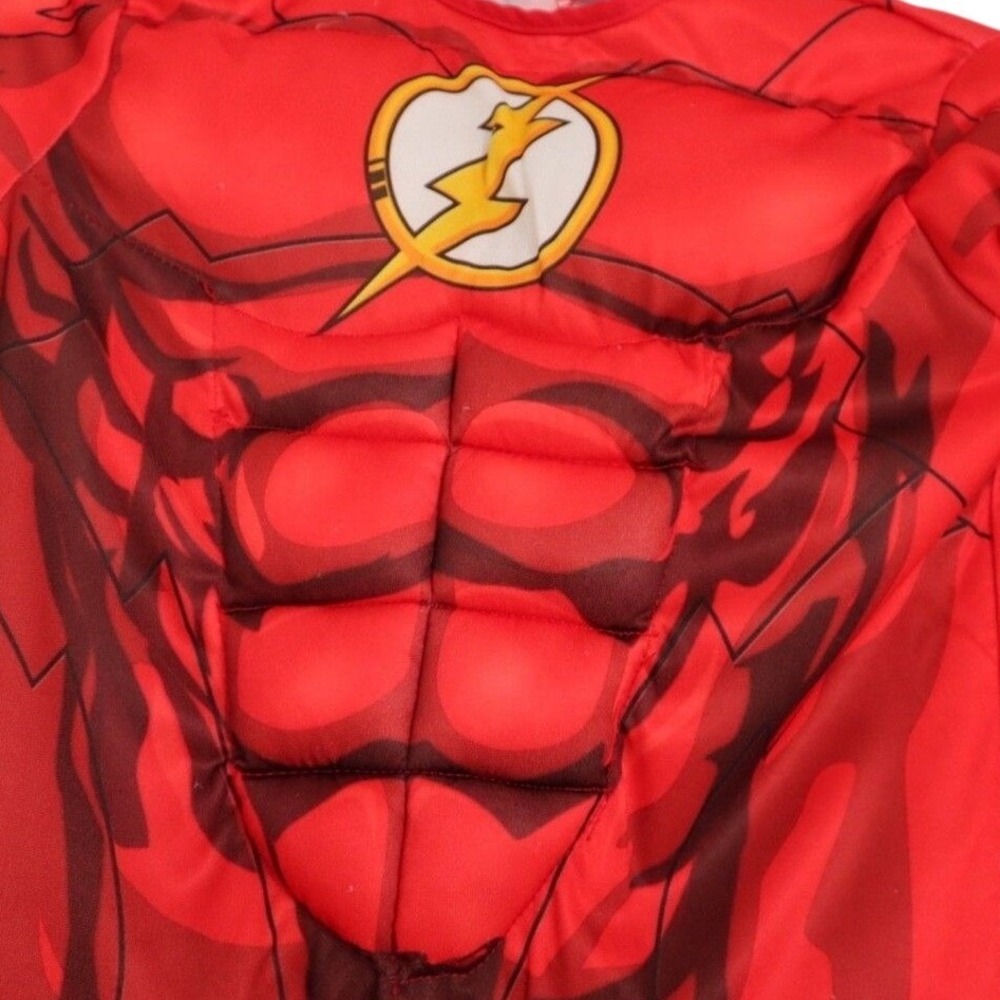 DC Comics The Flash Muscle Chest Costume Kids Red Yellow Jumpsuit Mask Belt - Picture 2 of 16